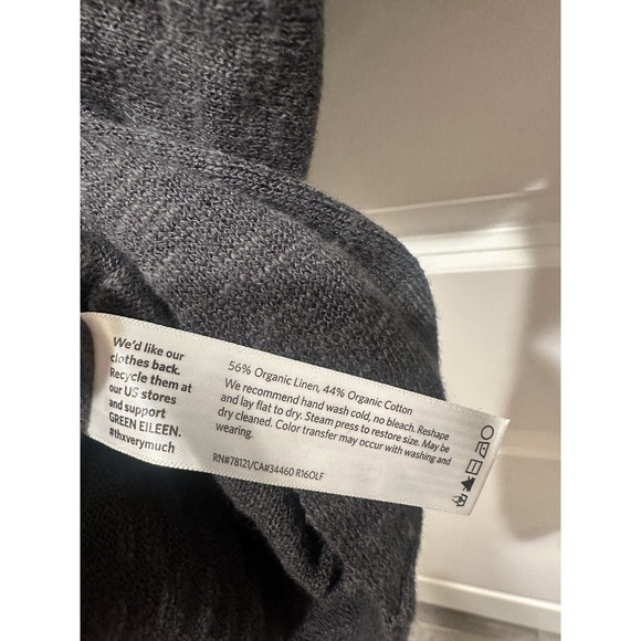 Eileen Fisher NWT Organic Linen Cotton Slub Gray Sweater Medium - Picture 5 of 6